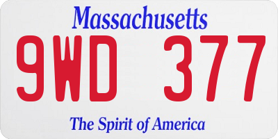 MA license plate 9WD377