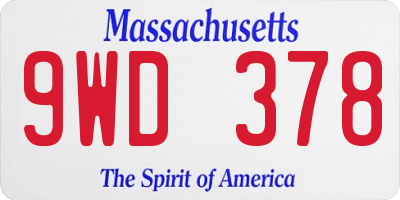 MA license plate 9WD378