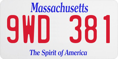MA license plate 9WD381