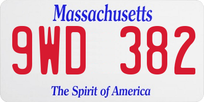 MA license plate 9WD382