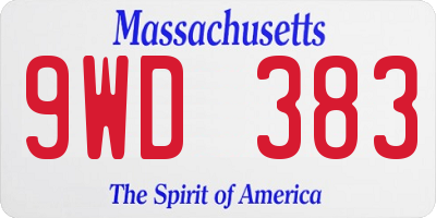 MA license plate 9WD383