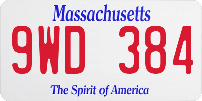 MA license plate 9WD384