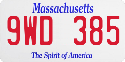 MA license plate 9WD385