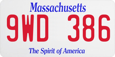 MA license plate 9WD386