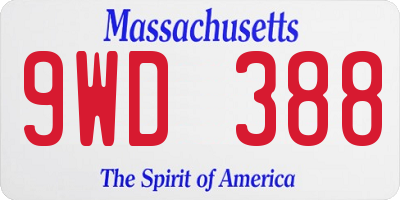 MA license plate 9WD388