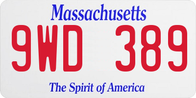 MA license plate 9WD389