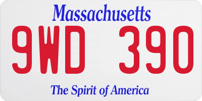 MA license plate 9WD390
