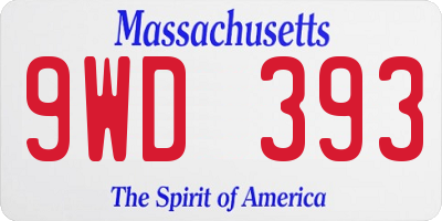 MA license plate 9WD393