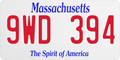 MA license plate 9WD394