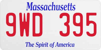 MA license plate 9WD395