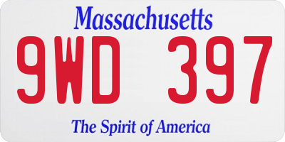 MA license plate 9WD397
