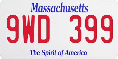 MA license plate 9WD399