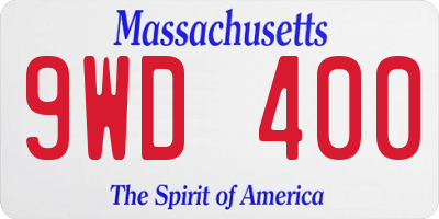 MA license plate 9WD400