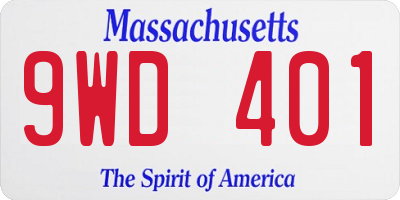 MA license plate 9WD401