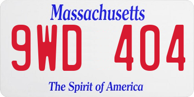 MA license plate 9WD404