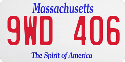 MA license plate 9WD406