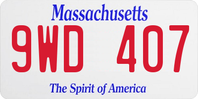 MA license plate 9WD407