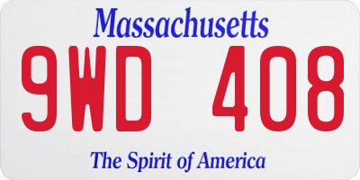 MA license plate 9WD408