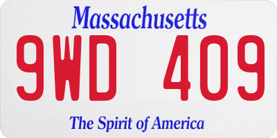 MA license plate 9WD409