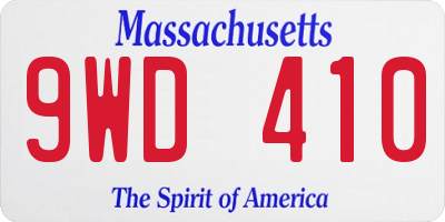 MA license plate 9WD410
