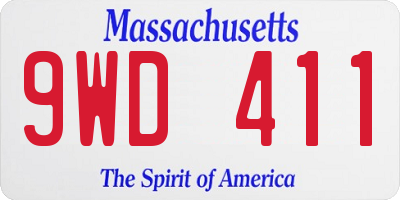 MA license plate 9WD411
