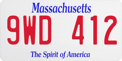 MA license plate 9WD412