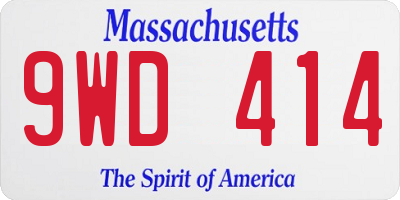 MA license plate 9WD414