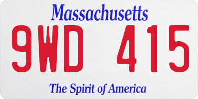 MA license plate 9WD415