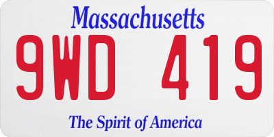 MA license plate 9WD419
