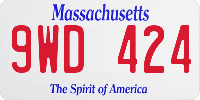 MA license plate 9WD424