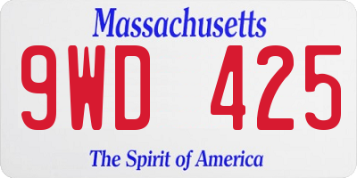 MA license plate 9WD425