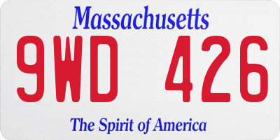 MA license plate 9WD426