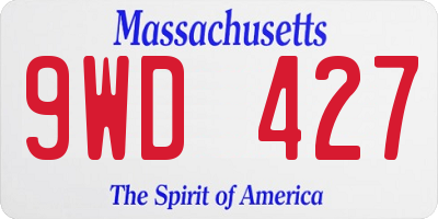 MA license plate 9WD427