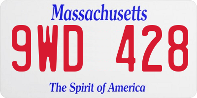 MA license plate 9WD428