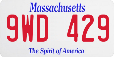 MA license plate 9WD429