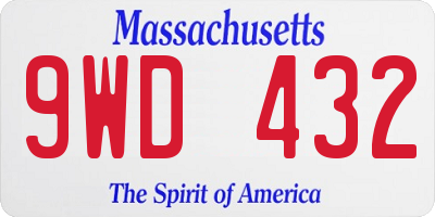 MA license plate 9WD432