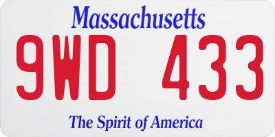 MA license plate 9WD433