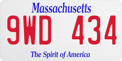 MA license plate 9WD434