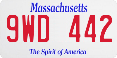 MA license plate 9WD442
