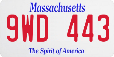 MA license plate 9WD443
