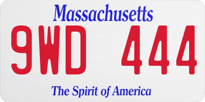MA license plate 9WD444