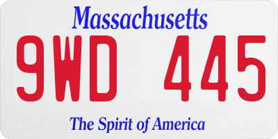 MA license plate 9WD445