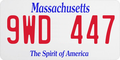 MA license plate 9WD447
