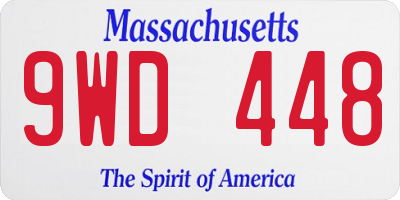 MA license plate 9WD448