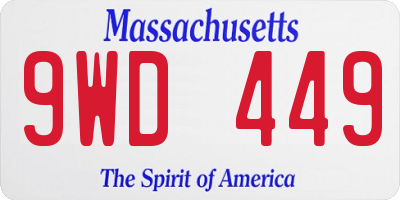 MA license plate 9WD449