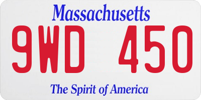 MA license plate 9WD450
