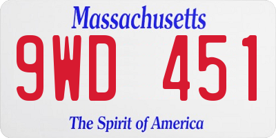 MA license plate 9WD451