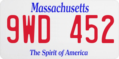 MA license plate 9WD452