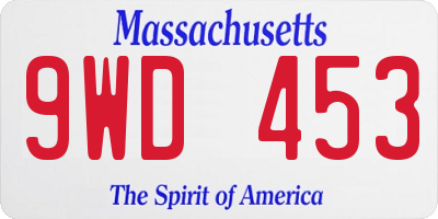 MA license plate 9WD453