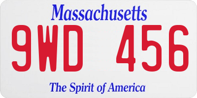 MA license plate 9WD456
